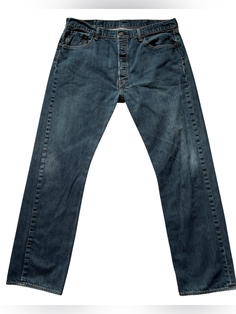 Levis 501 Jeans Mens 38x34 Blue Medium Wash Button Fly Straight Denim Casual Y2K